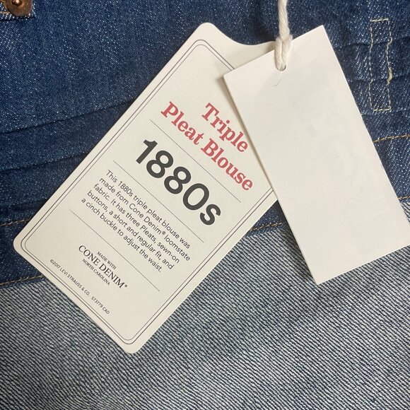 LVC Levi's Triple Pleat Blouse 1880 Cone Denim Made in USA Cinch Buckle Back NWT - Picture 5 of 7
